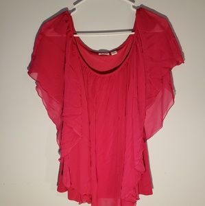 Beautiful Hot Pink Flowy Short Sleeve Top